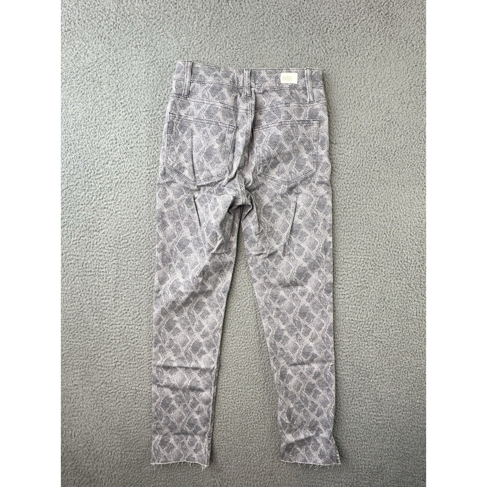 PAIGE Jeans Womens 26 Gray Hoxton Slim Snake Print Raw Hem 26x27 - Picture 4 of 14